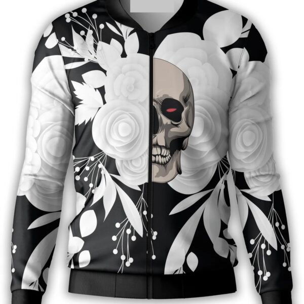 WHITE ROSE SKULL BOMBER JACKET
